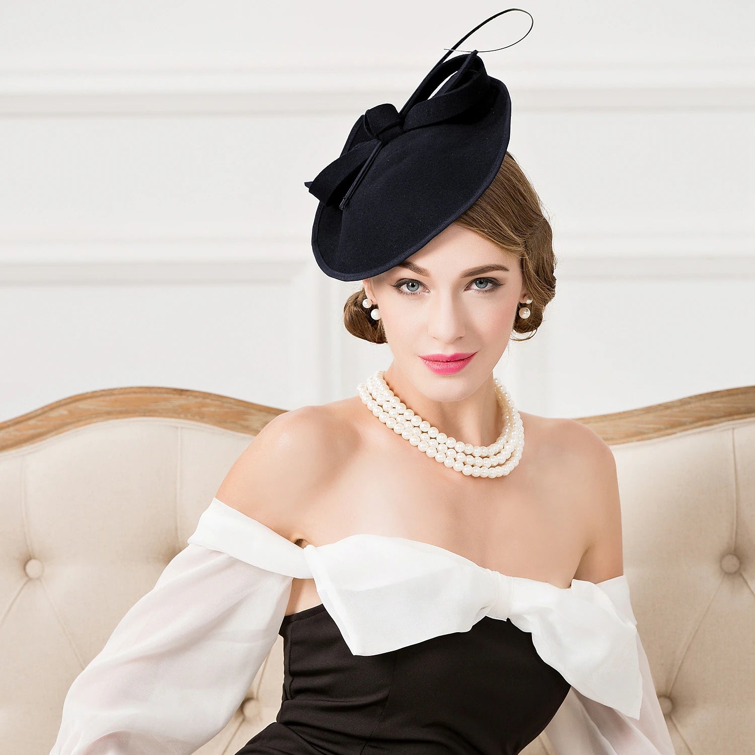 Wholesale Fascinators Hats Headpiece Wool Saucer Hat Wedding Horse Race Ladies Day Cocktail Elegant With Headpiece Headwear